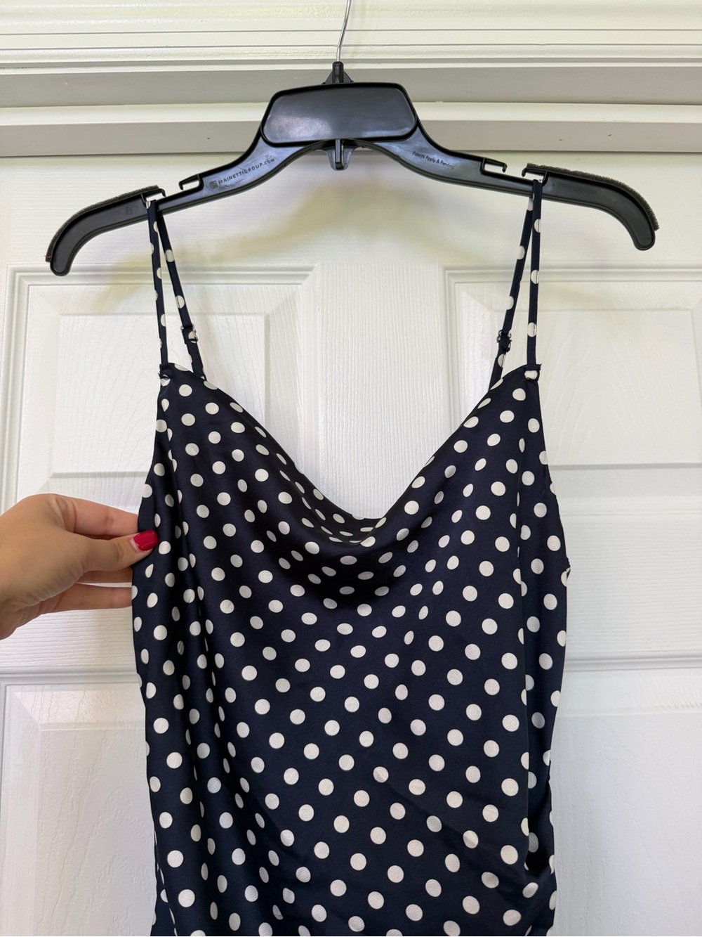 re:named Navy and White Polka Dot Slip Dress